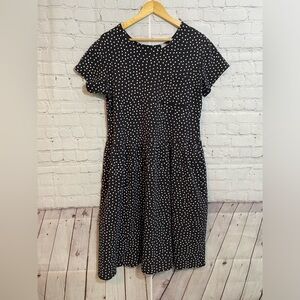 Boutique Europa Navy White Polkadots Womens Plus Size 1X Thick Cotton Dress
